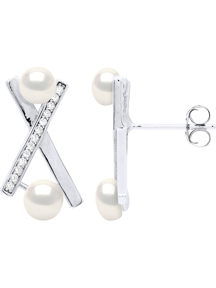 Pearline Srebrne kolczyki-wkrętki z perłami rozmiar: onesize