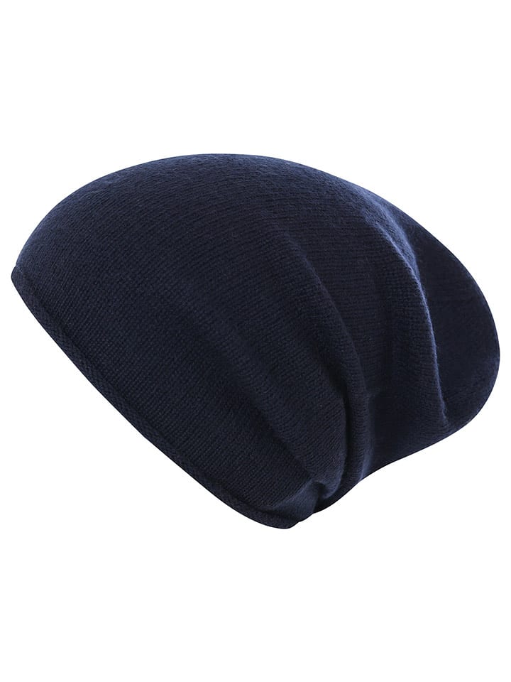 Zwillingsherz Kaszmirowa czapka beanie w kolorze granatowym rozmiar: onesize