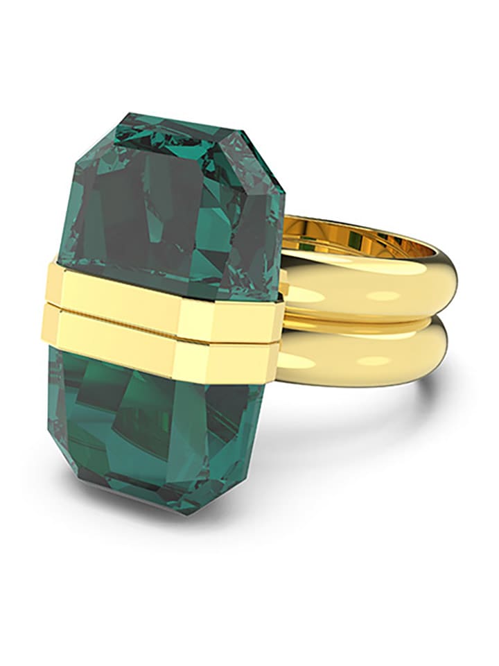 Swarovski Pierścionek z kryształem w kolorze złoto-zielonym rozmiar: 50