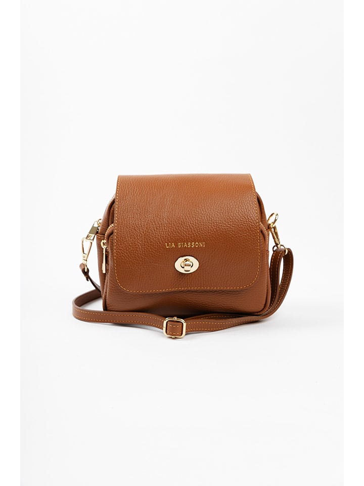 Lia Biassoni Skórzana torebka w kolorze jasnobrązowym - 23 x 20 x 9 cm rozmiar: onesize