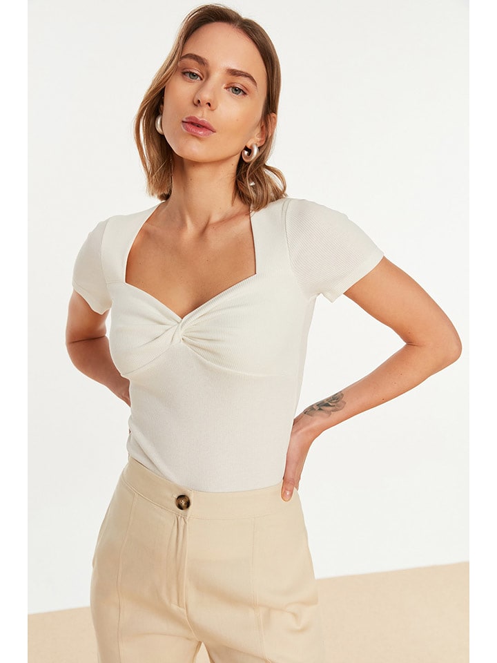 trendyol Koszulka w kolorze kremowym rozmiar: S
