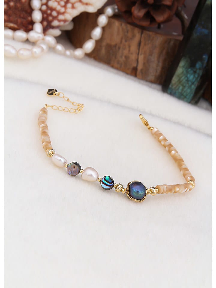 L'Atelier de Gaia Pozłacana bransoletka z perłami i masą perłową rozmiar: onesize