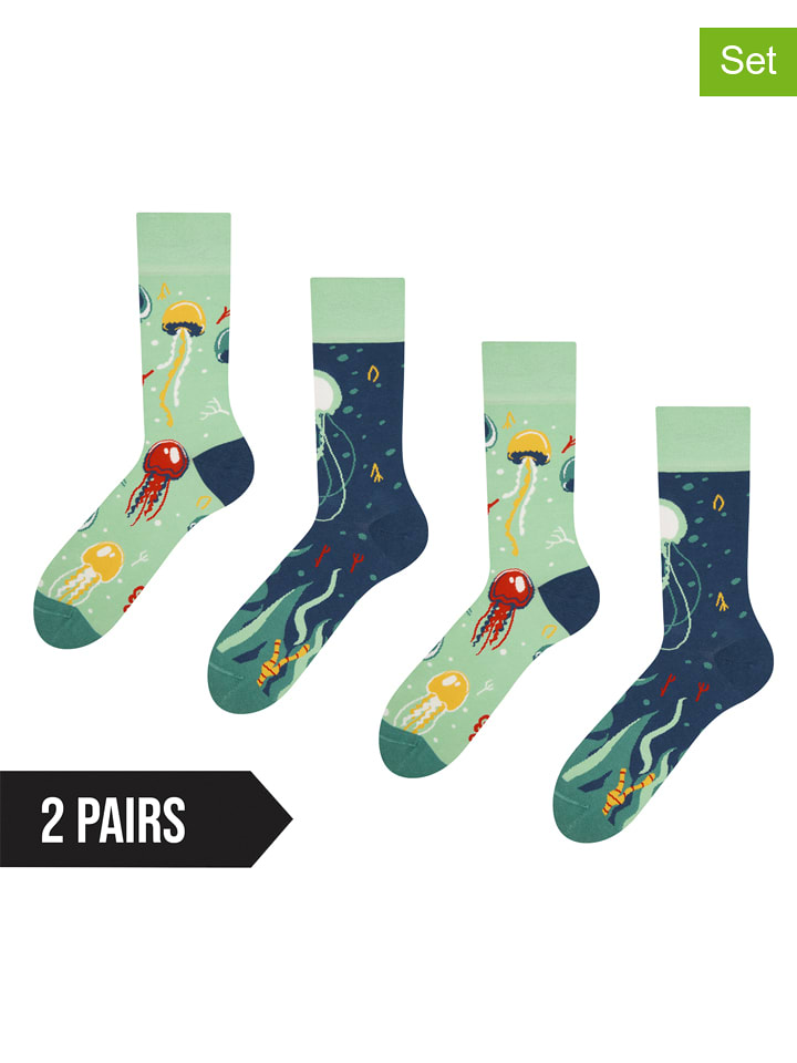 Dedoles Skarpety (2 pary) w kolorze jasnozielono-granatowym rozmiar: 35-38