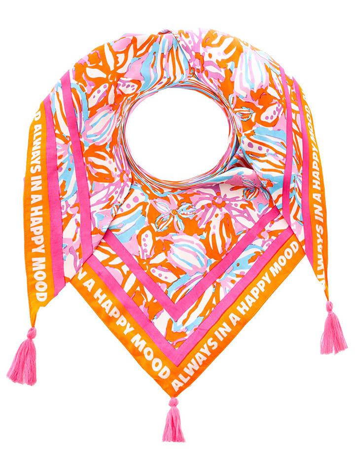 Zwillingsherz Chusta trójkątna w kolorze pomarańczowo-błękitnym - 200 x 95 cm rozmiar: onesize