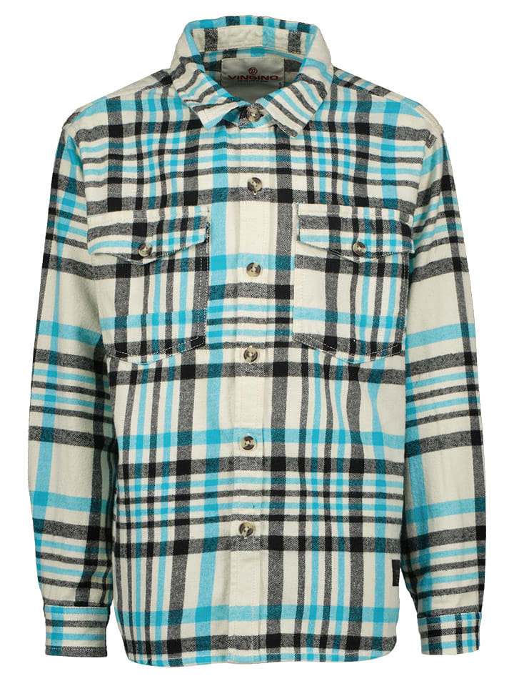 Vingino Koszula "Leano" w kolorze kremowo-turkusowym rozmiar: 116