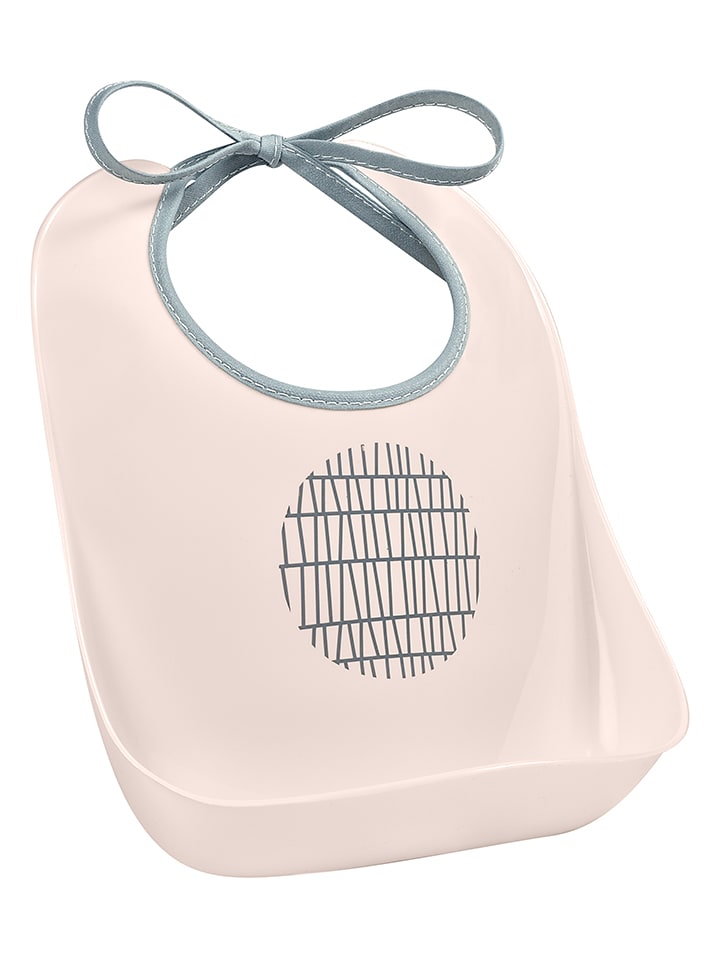 Childhome Śliniak "Pink Grid" z kieszonką w kolorze pudrowym - (S)20 x (W)23 x (G)7 cm rozmiar: onesize