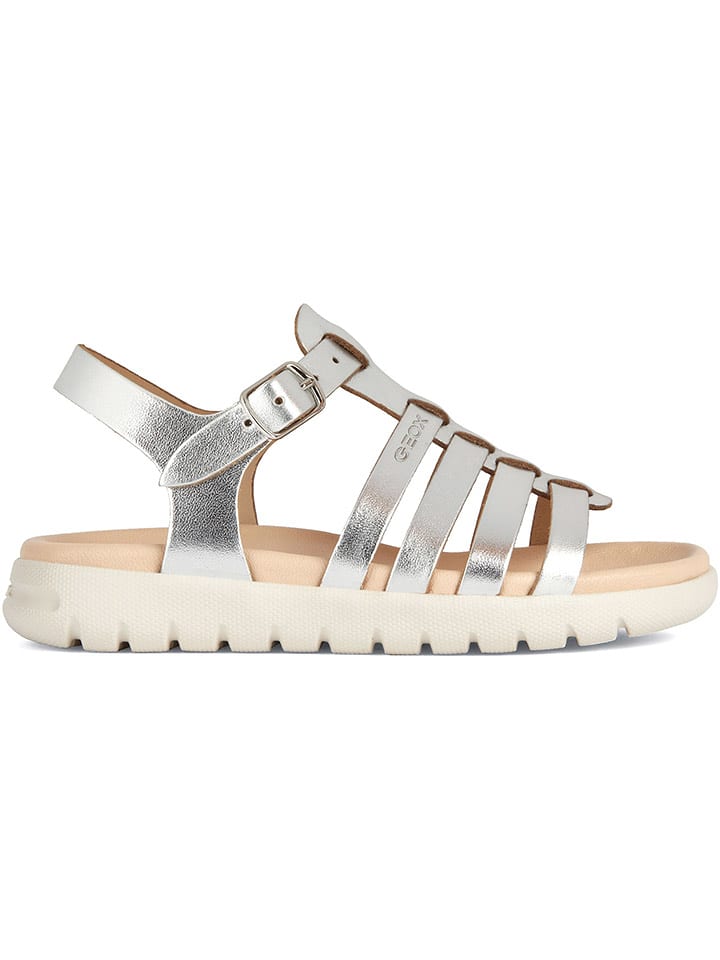 Geox Skórzane sandały "Soleima" w kolorze srebrnym rozmiar: 30