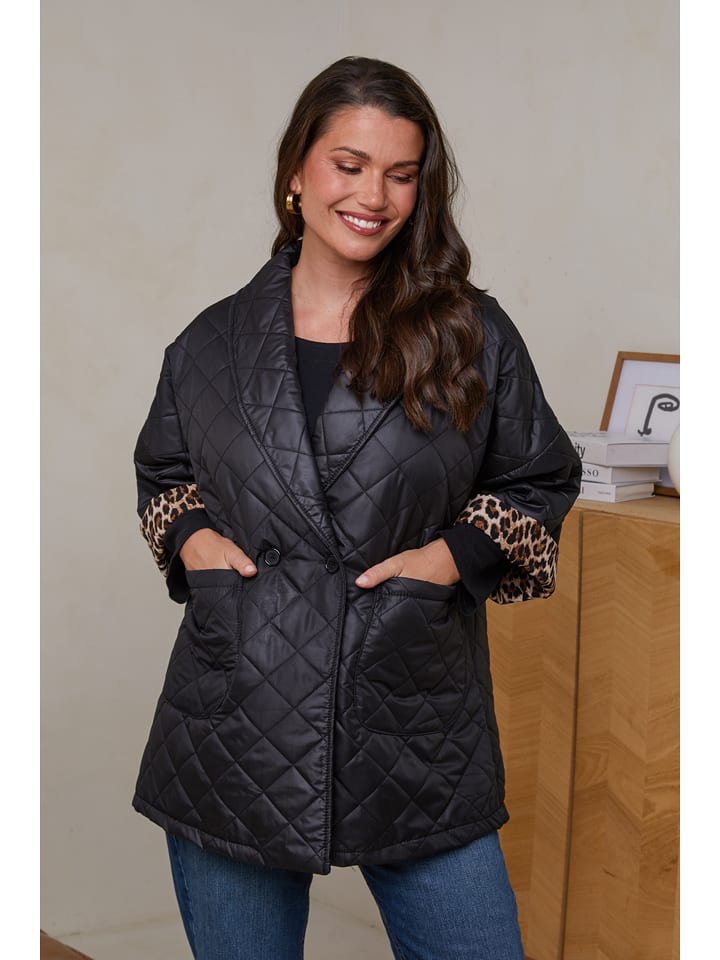 Curvy Lady Kurtka pikowana w kolorze czarnym rozmiar: 44/46