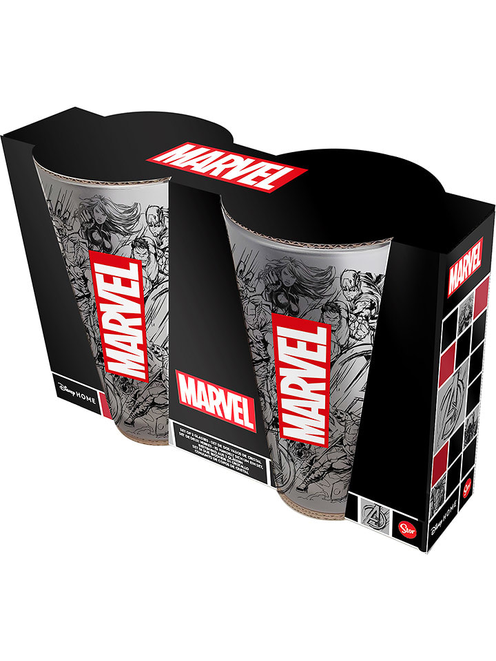 Stor Szklanki (2 szt.) "Marvel" w kolorze czerwono-czarnym - 490 ml rozmiar: onesize