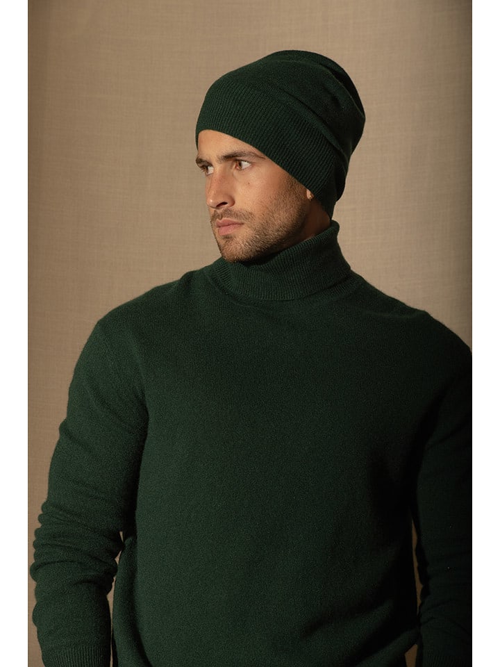 Perfect Cashmere Kaszmirowa czapka beanie "Faith" w kolorze ciemnozielonym rozmiar: onesize