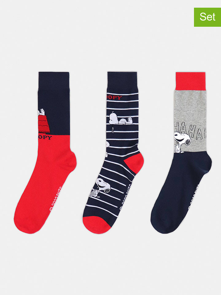 admas Skarpety (3 pary) w kolorze czerwono-granatowym rozmiar: onesize