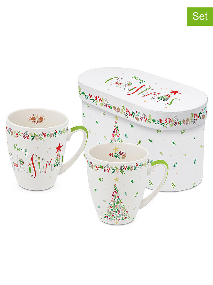ppd Kubki jumbo (2 szt.) "Turnowsky's X-Mas" w kolorze biało-zielonym - 350 ml rozmiar: onesize