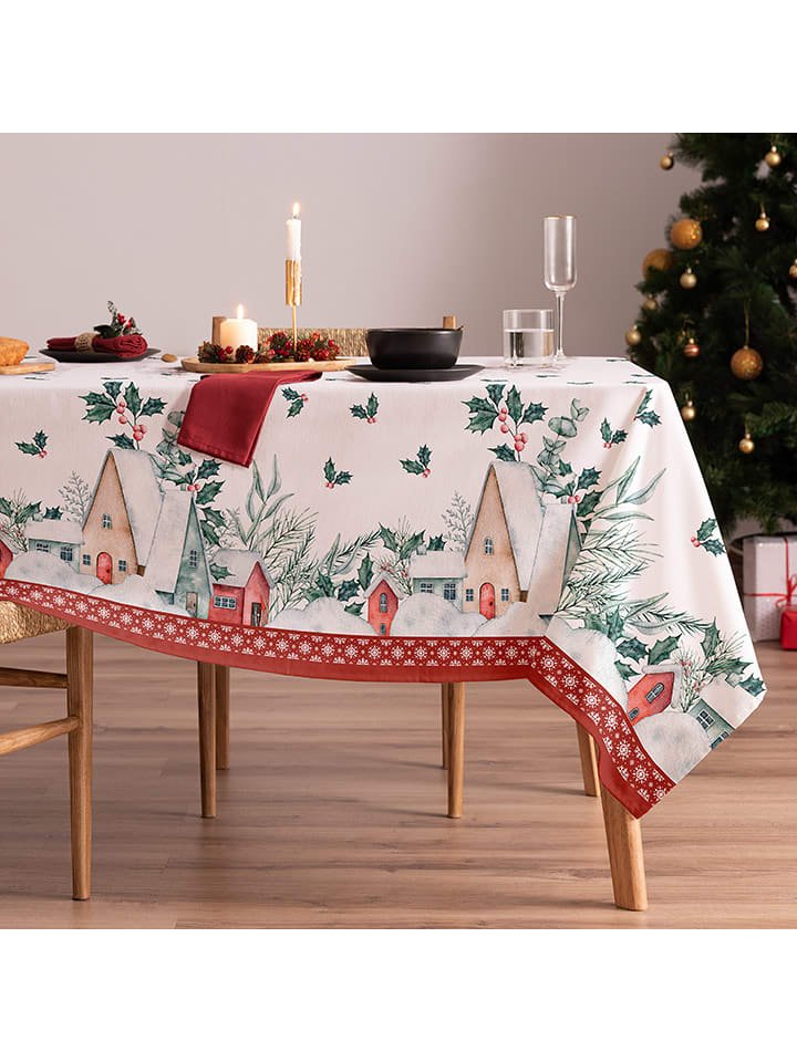 Mint Rugs Obrus "Christmas Yule" w kolorze biało-zielono-czerwonym rozmiar: 155x155 cm