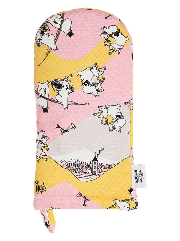 Moomin Rękawica kuchenna "Family Time" w kolorze jasnoróżowo-żółtym - 15 x 34 cm rozmiar: onesize