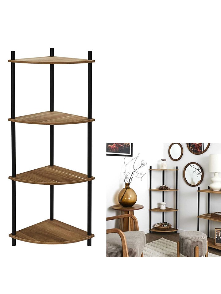 Rétro Chic Regał narożny w kolorze jasnobrązowo-czarnym - 35 x 112 x 35 cm rozmiar: onesize