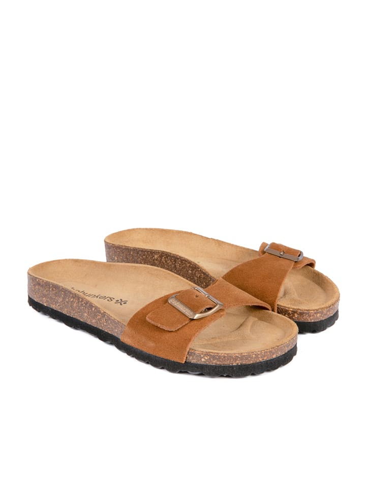 BABUNKERS Family Skórzane klapki w kolorze jasnobrązowym rozmiar: 40