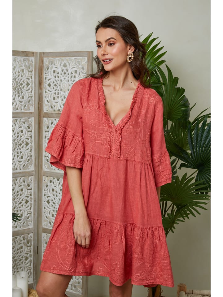 Lin Passion Lniana sukienka w kolorze czerwonym rozmiar: 36/38