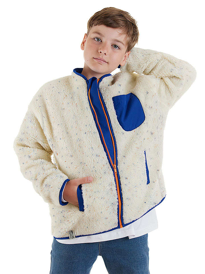 Denokids Kurtka polarowa w kolorze kremowo-niebieskim rozmiar: 146