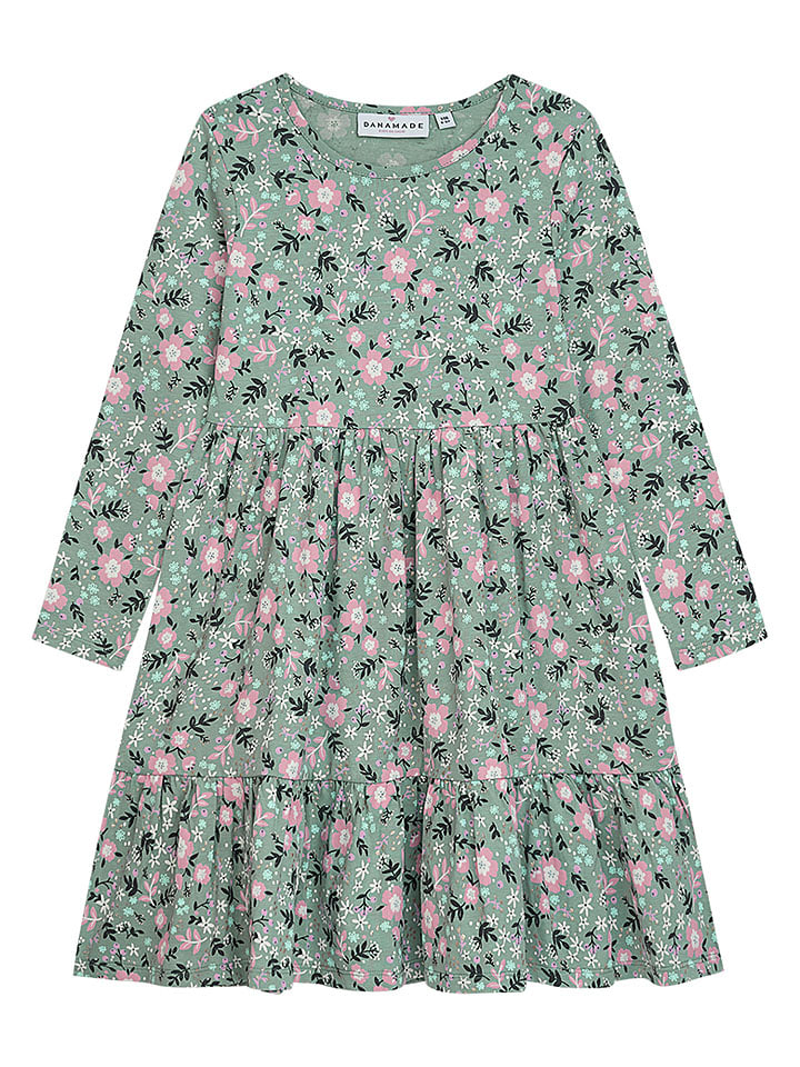 Danamade Sukienka "Mila" w kolorze zielono-jasnoróżowym rozmiar: 134