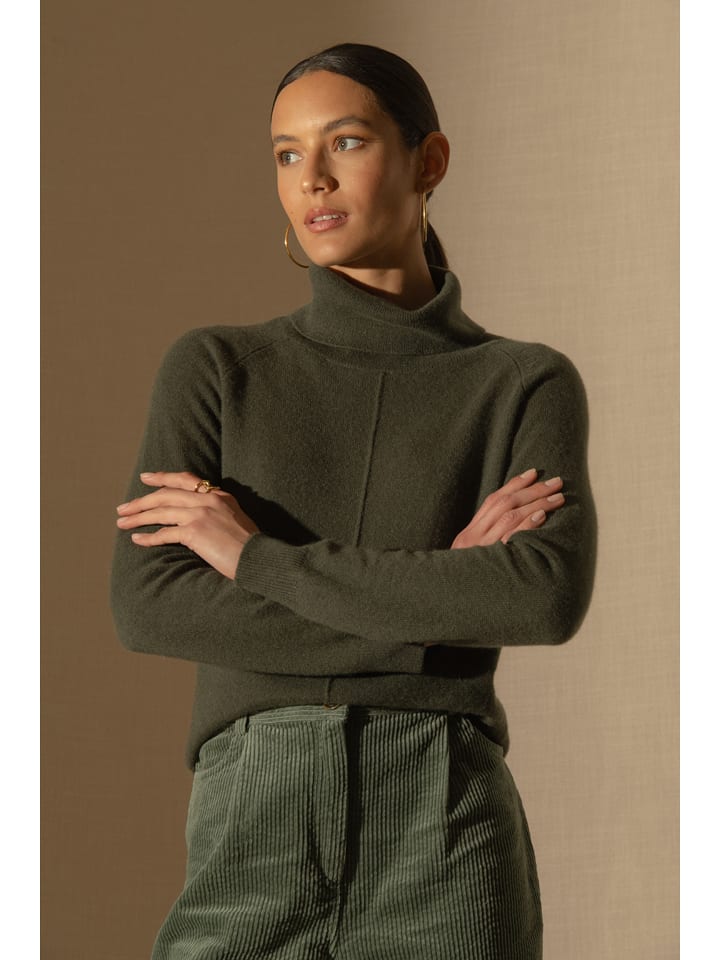 Perfect Cashmere Kaszmirowy golf "Carrick" w kolorze khaki rozmiar: M