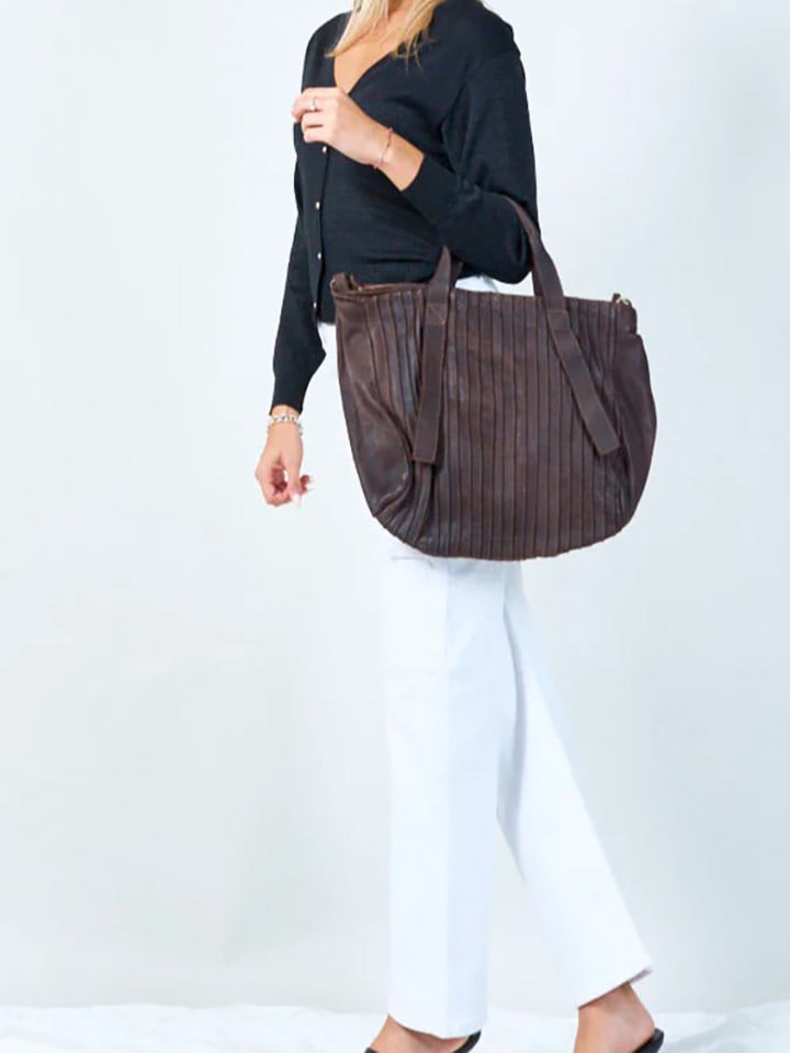 Amara Skórzany shopper bag "Brigitte" w kolorze brązowym - 40 x 30 x 14 cm rozmiar: onesize