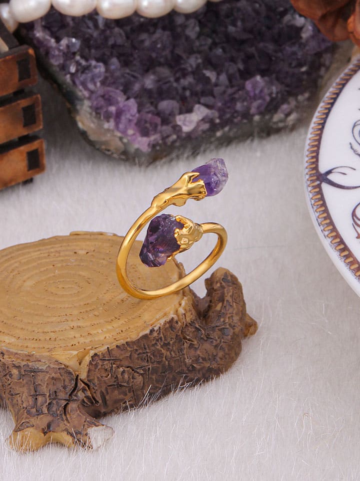 Pierres delicates Pozłacany pierścionek z ametystami rozmiar: onesize