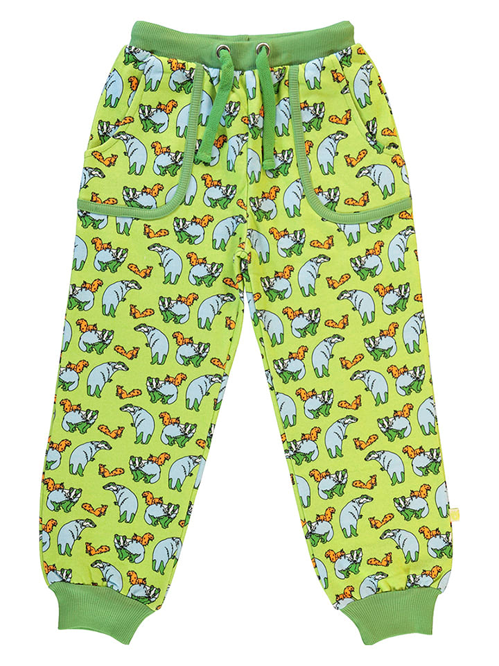 Småfolk Spodnie dresowe "Badgers" w kolorze jasnozielonym rozmiar: 122/128