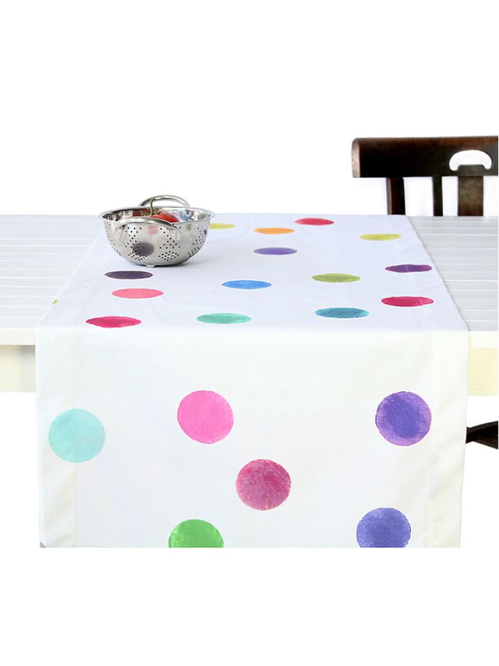 Happy Friday Bieżnik "Confetti" w kolorze białym ze wzorem rozmiar: 150x150 cm