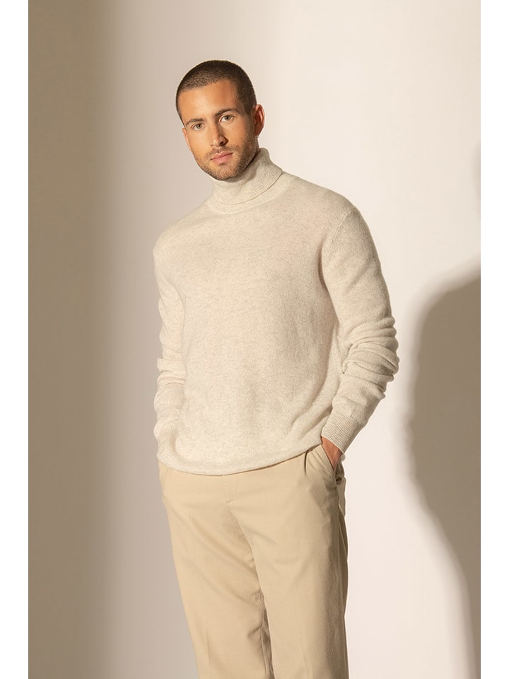 Perfect Cashmere Kaszmirowy golf "Trevor" w kolorze kremowym rozmiar: L