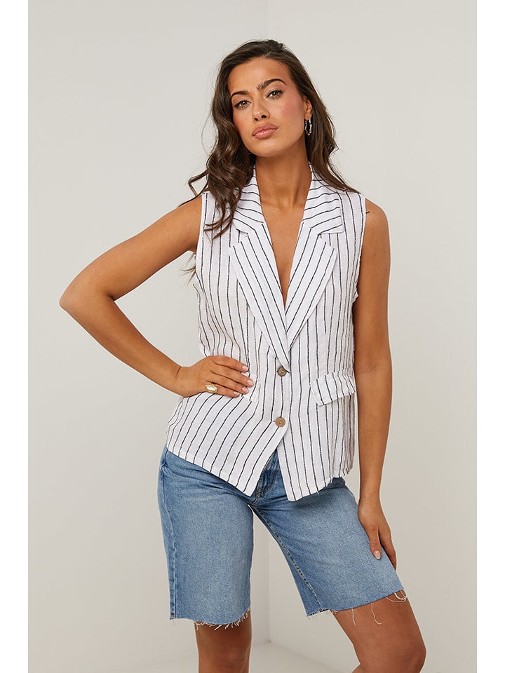 Le Monde du Lin Lniana kamizelka w kolorze białym rozmiar: 40/42