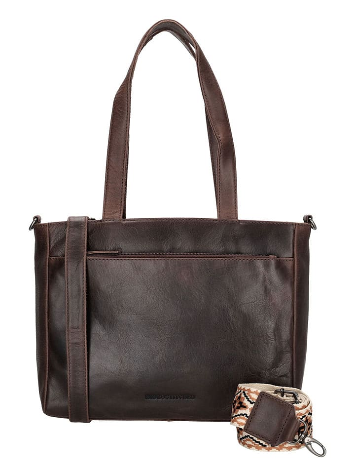 HIDE & STITCHES Skórzana torebka w kolorze brązowym - 34 x 34 x 8 cm rozmiar: onesize