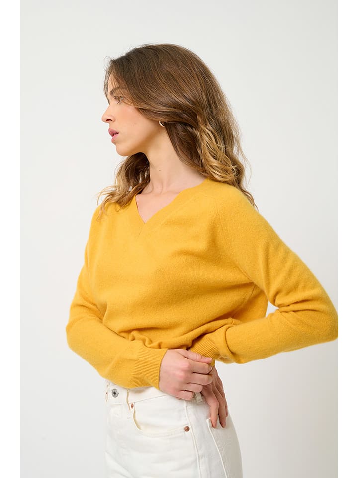 AUTHENTIC CASHMERE Kaszmirowy sweter "Savannah" w kolorze żółtym rozmiar: M