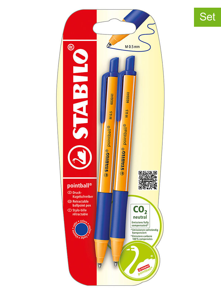 STABILO Długopisy (4 szt.) "STABILO pointball" w kolorze niebieskim - 2x 2 szt. rozmiar: onesize