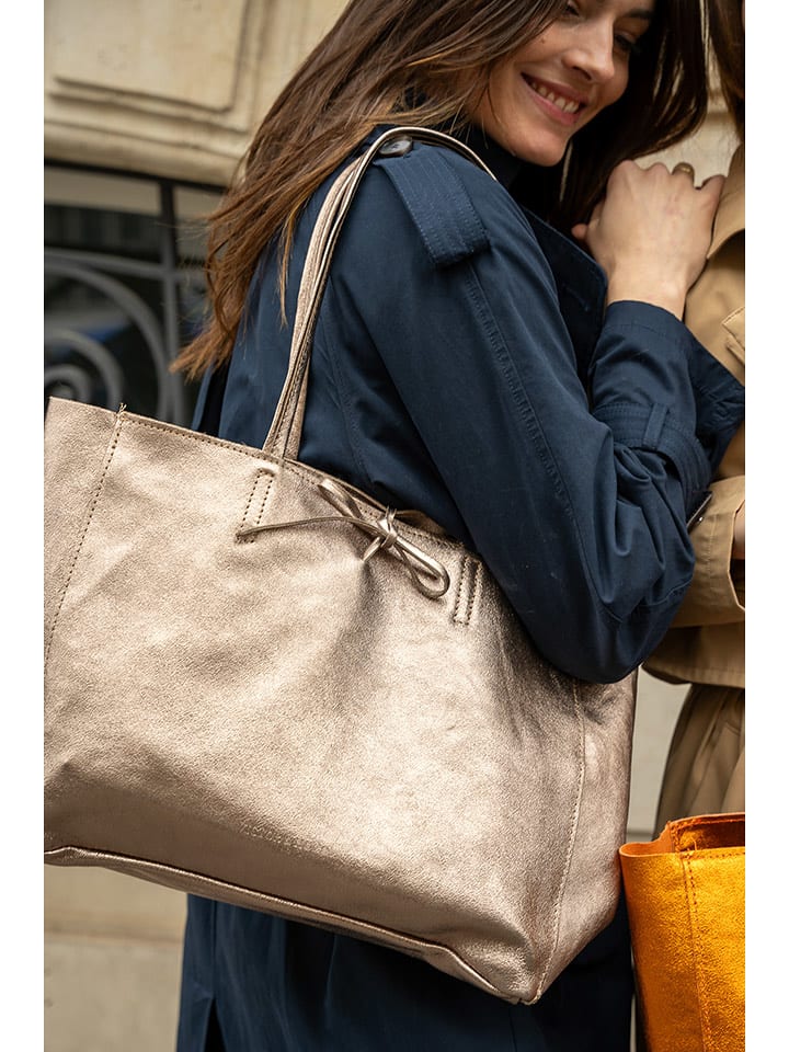 Victor & Hugo Paris Skórzany shopper bag "Vog" w kolorze złotym - 50 x 28 x 12 cm rozmiar: onesize