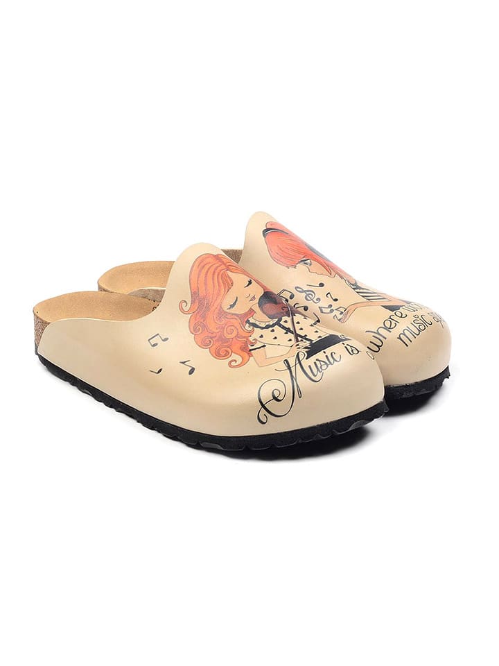 Calceo Chodaki w kolorze beżowym ze wzorem rozmiar: 40