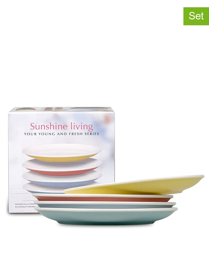 Könitz Talerze (4 szt.) "Sunshine Living" w kolorze białym ze wzorem - Ø 19 cm rozmiar: onesize