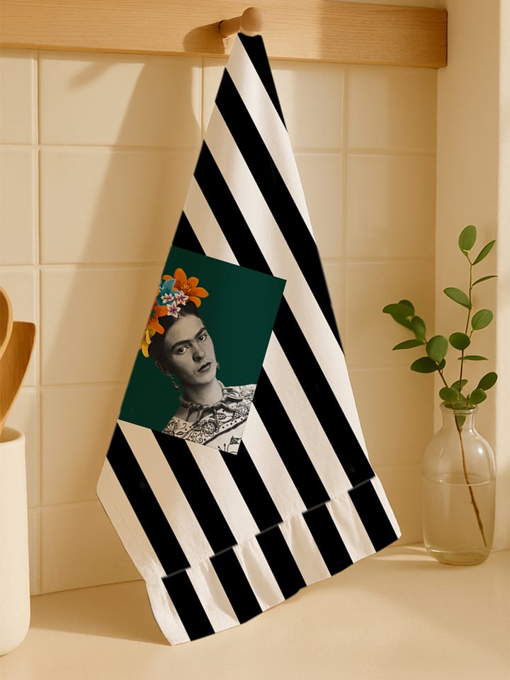 Madre Selva Ściereczka "Frida" w kolorze zielono-biało-czarnym do naczyń - 75 x 50 cm rozmiar: onesize