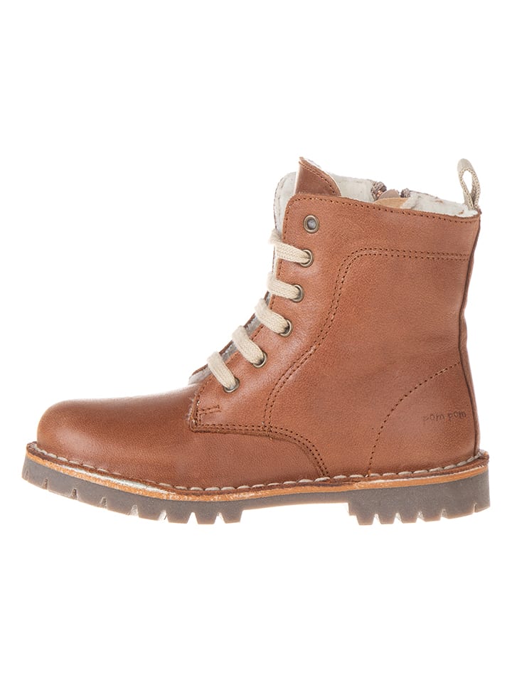 POM POM Skórzane botki zimowe w kolorze jasnobrązowym rozmiar: 30