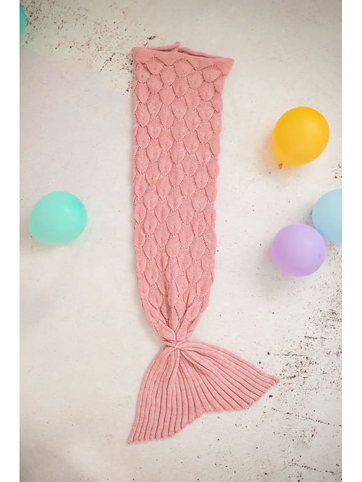 Crochetts Koc "Mermaid" w kolorze różowym - dł. 195 cm rozmiar: 140 cm