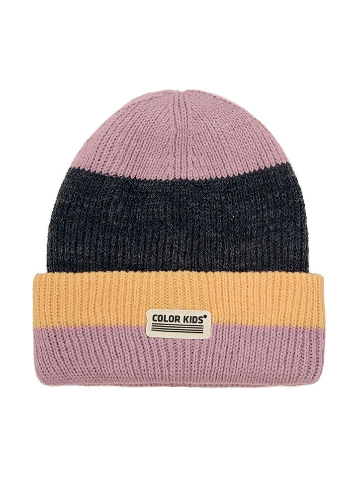 Color Kids Czapka beanie w kolorze jasnoróżowo-granatowo-żółtym rozmiar: 52 cm