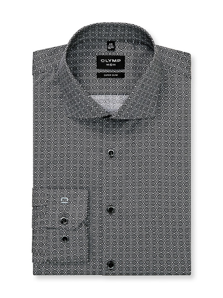 OLYMP Koszula "No 6" - Super Slim - w kolorze czarno-białym rozmiar: 40