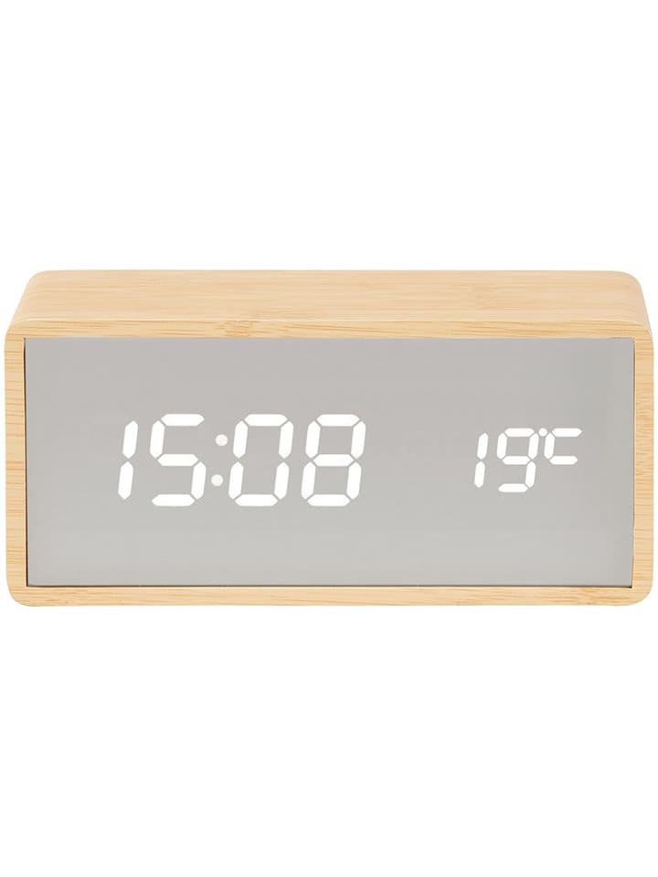 Present Time Budzik "Silver Mirror" w kolorze srebrno-jasnobrązowym - 15 x 7 x 4,5 cm rozmiar: onesize