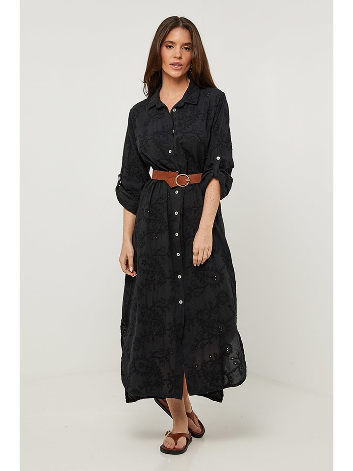 Rodier Lin Lniana sukienka w kolorze czarnym rozmiar: M/L