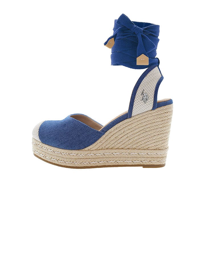 U.S. Polo Assn. Sandały w kolorze niebiesko-beżowym na koturnie rozmiar: 41