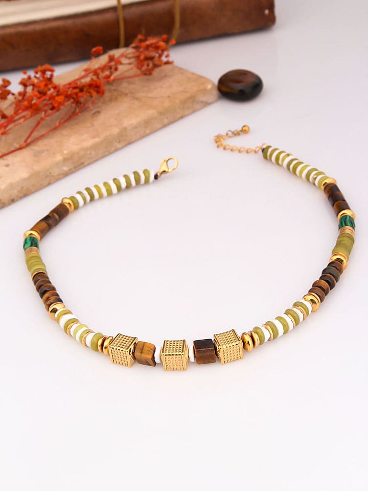 Charlize Pozłacany naszyjnik z kamieniami szlachetnymi - dł. 45 cm rozmiar: onesize