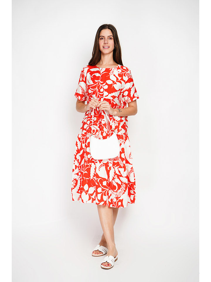 ASSUILI Sukienka w kolorze biało-czerwonym rozmiar: 40