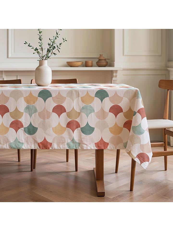 Mint Rugs Obrus "Nordic Miren" w kolorze beżowo-niebiesko-brązowym rozmiar: 155x155 cm