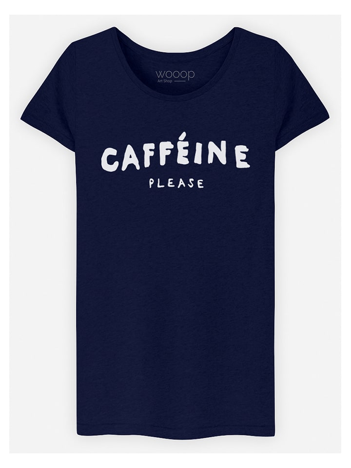 WOOOP Koszulka "Caffeine Please" w kolorze granatowym rozmiar: S