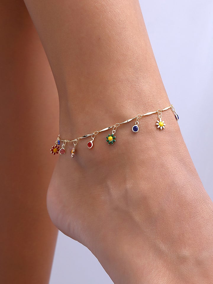 Nakkash Pozłacana bransoletka z elementami ozdobnymi na kostkę rozmiar: onesize