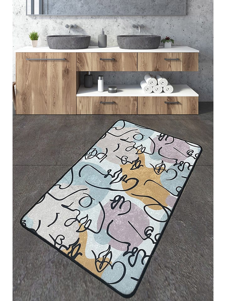 Elizabed Dywanik łazienkowy "Centum" w kolorze turkusowo-żółto-fioletowym rozmiar: 80x100 cm